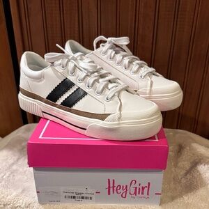 Corkys wWhite and Black Stripe Sneakers
